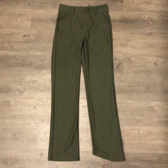 W Collection green pinstripe pants - Picture 1 of 2